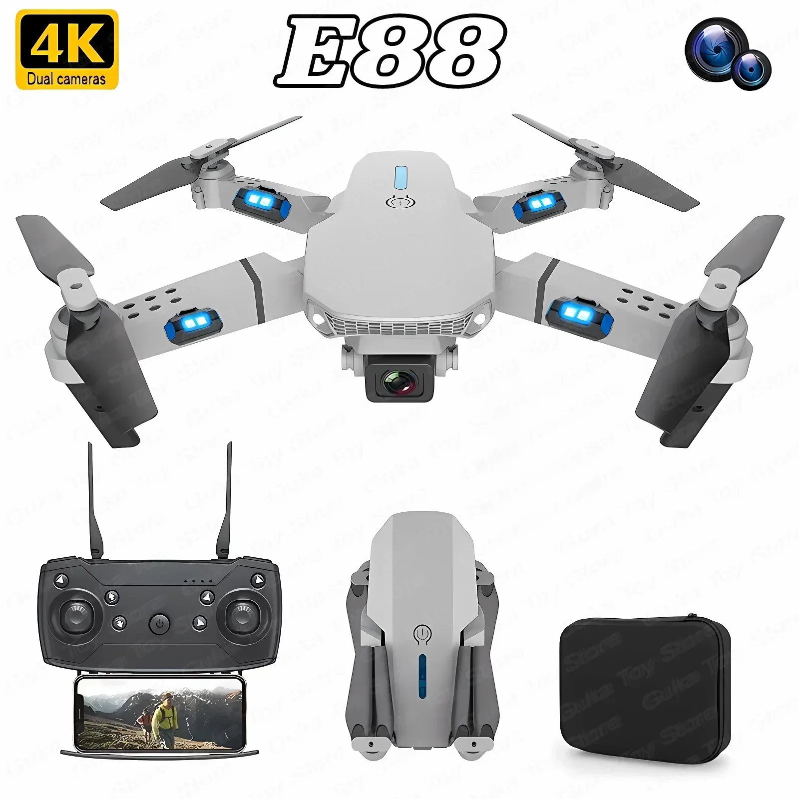 E88 Pro WIFI FPV الطائرة بدون  - مراجعة Drone Camera Hd وسعره